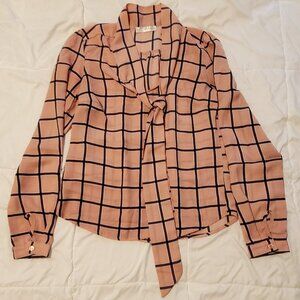 Sweet Habit Collared Long Sleeve Lolita Style Blouse with Bow - Small